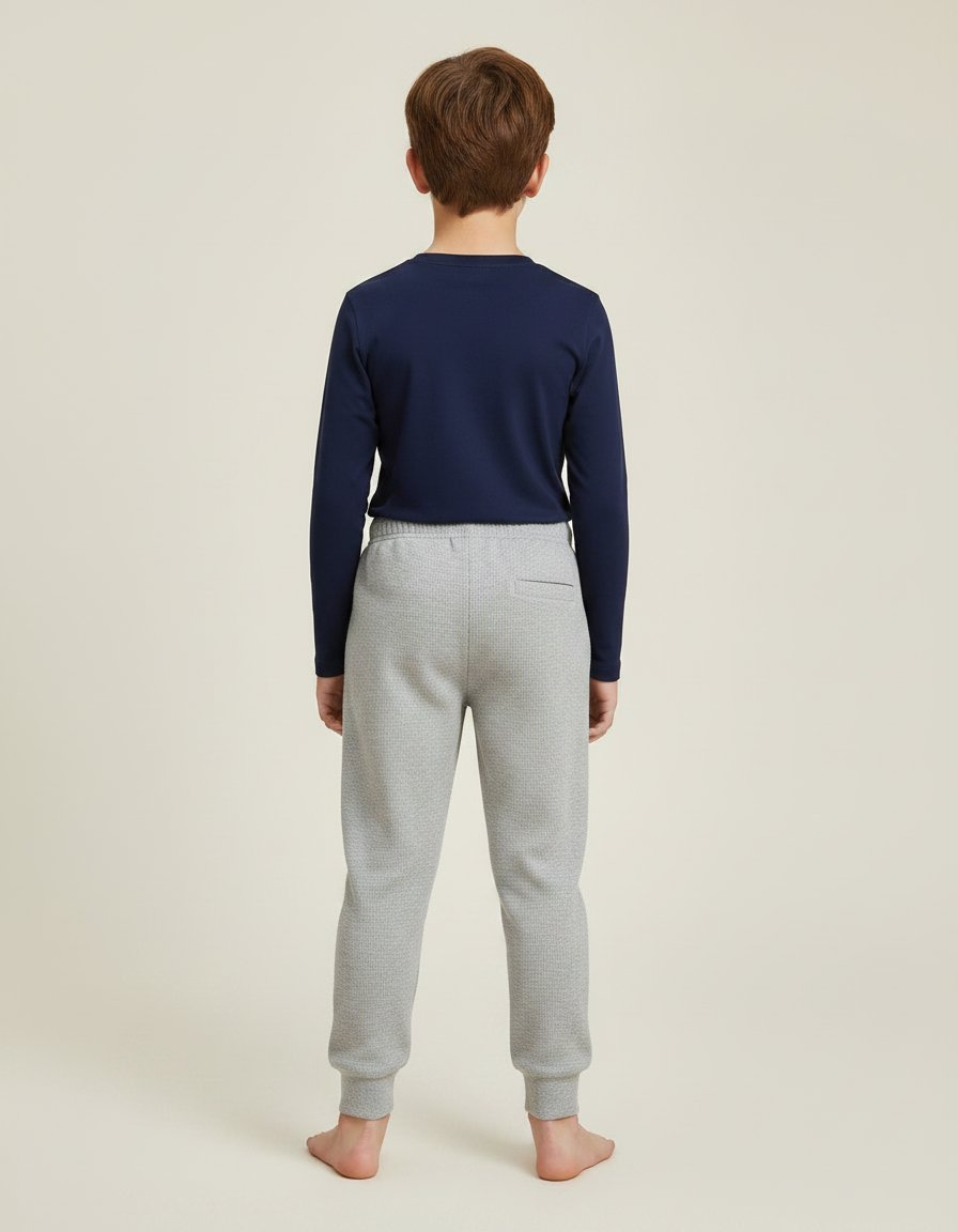 Pantalon Gris Molletonné Cordon Décontracté Enfant Sport - vue 2
