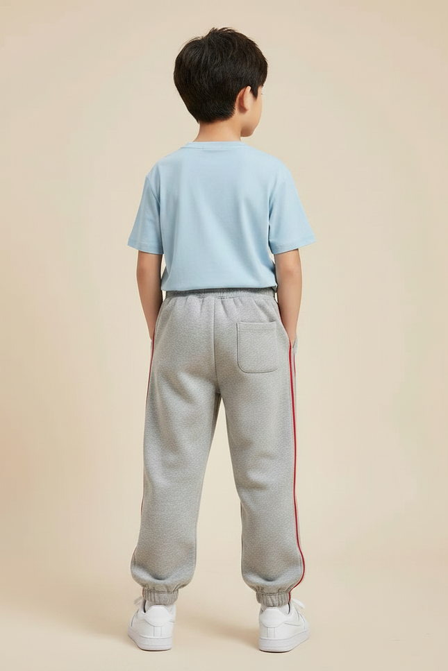Pantalon Gris Molletonné Sport Rayures Rouges Enfant - vue 2