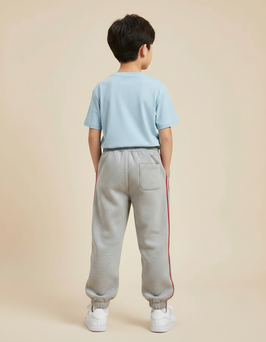 Pantalon Gris Molletonné Sport Rayures Rouges Enfant - vue 2