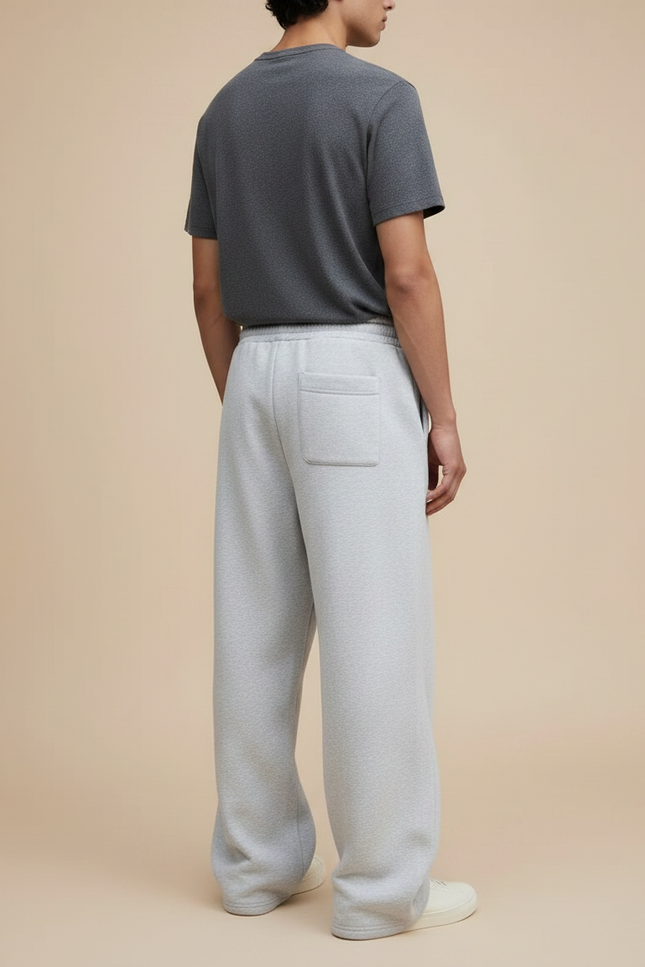 Pantalon Large Gris Clair - Molleton - vue 2