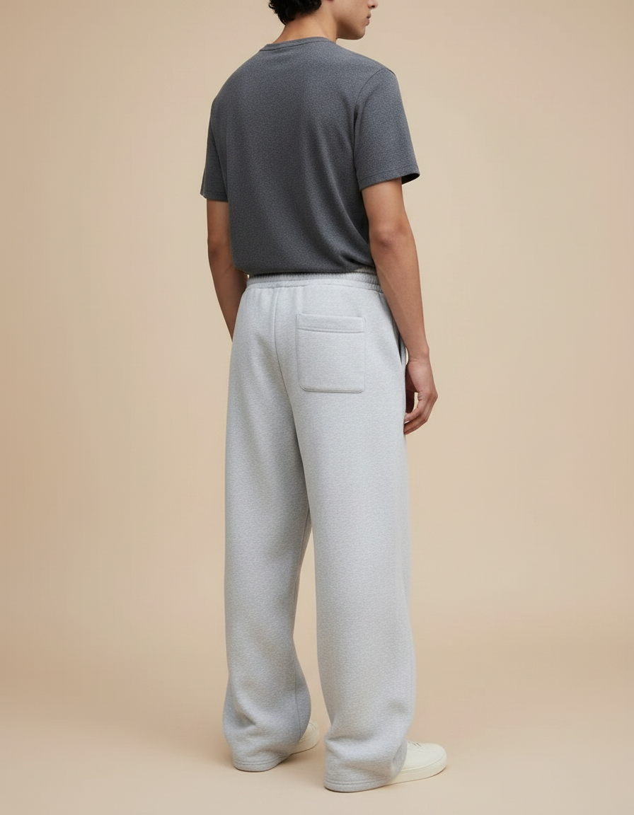Pantalon Large Gris Clair - Molleton - vue 2