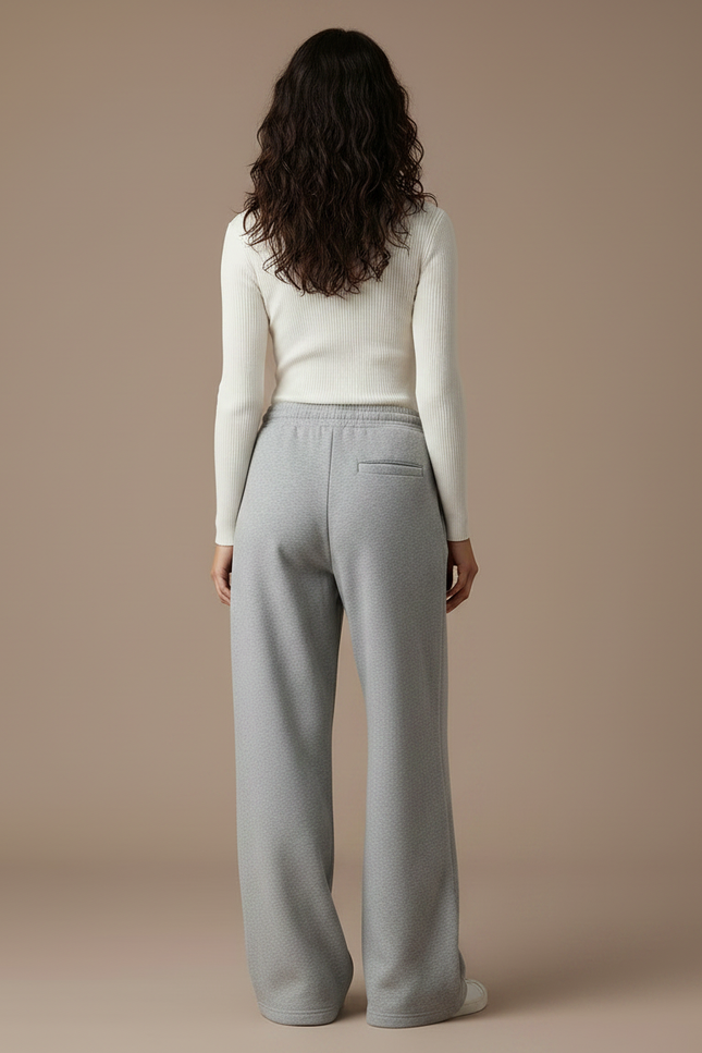 Pantalon Gris Ample Décontracté Molletonné Cordon Femme - vue 2