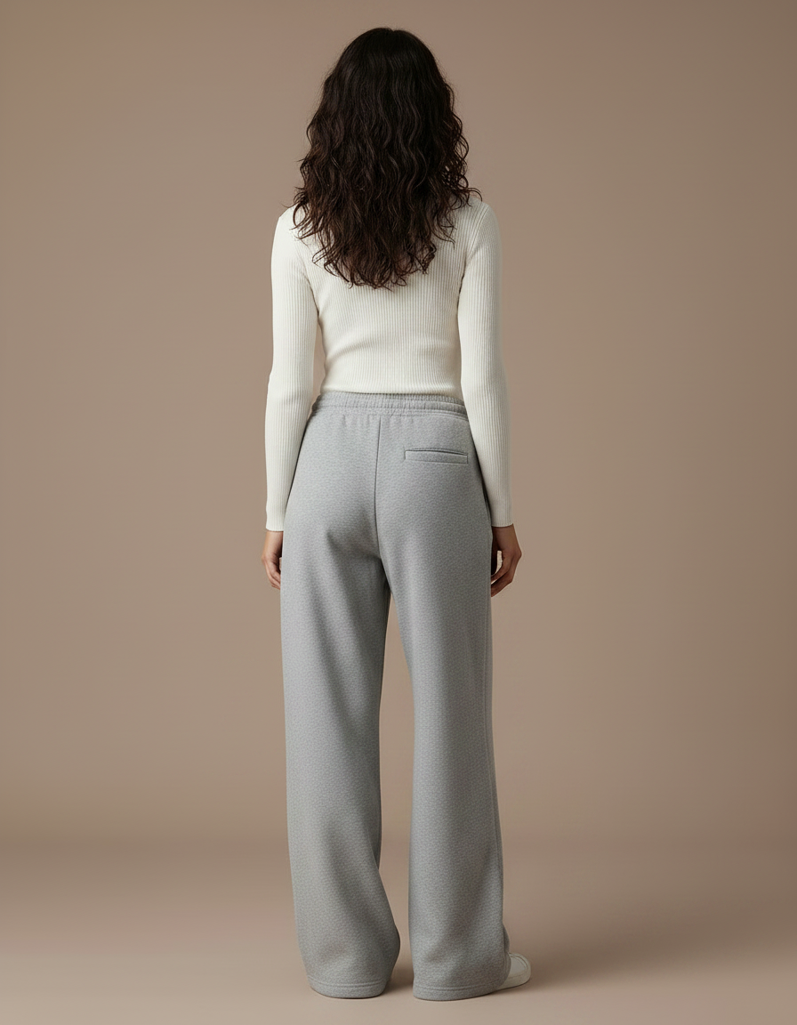 Pantalon Gris Ample Décontracté Molletonné Cordon Femme - vue 2