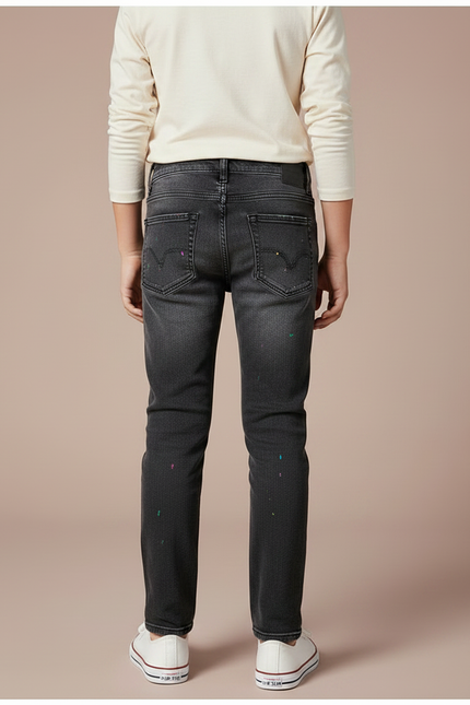 Pantalon Gris Garçon Décontracté Jeans Peinture Colorée - vue 2