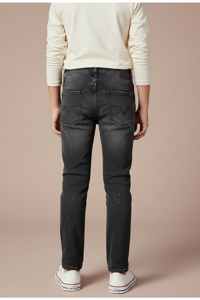 Pantalon Gris Garçon Décontracté Jeans Peinture Colorée - vue 2