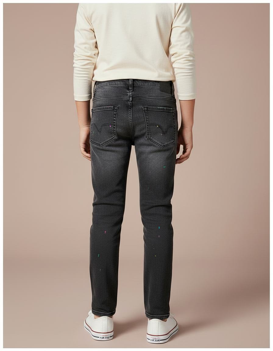 Pantalon Gris Garçon Décontracté Jeans Peinture Colorée - vue 2