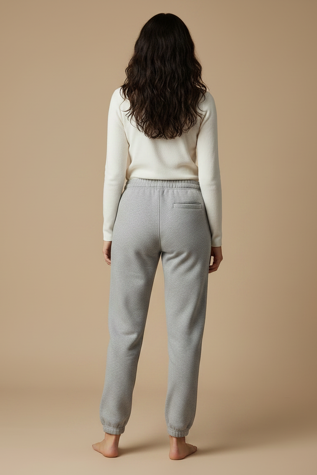 Pantalon Gris Molletonné Cordon Décontracté Femme - vue 2