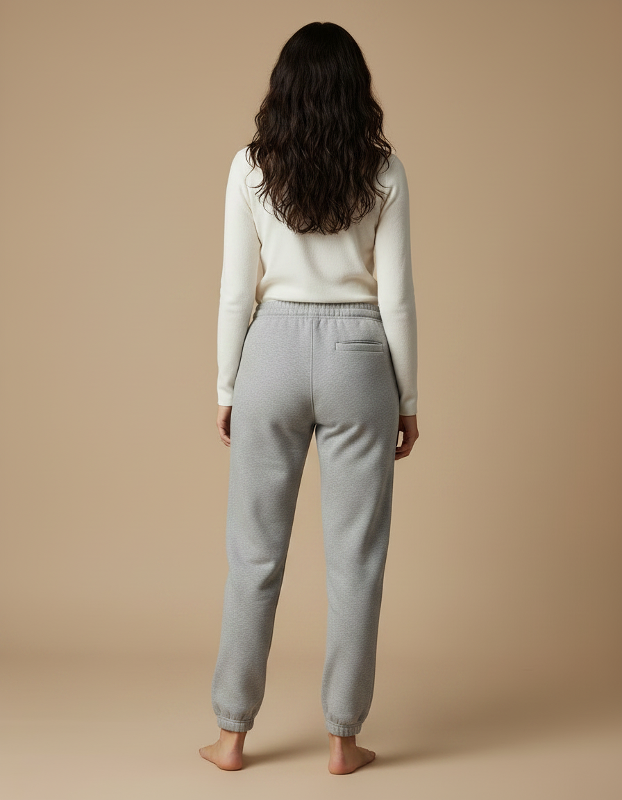 Pantalon Gris Molletonné Cordon Décontracté Femme - vue 2