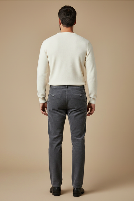 Pantalon Gris Côtelé Droit Décontracté Homme - Cordé - vue 2
