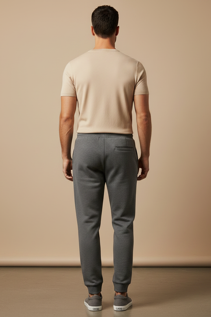Pantalon Gris Jogging Cordon Décontracté Homme Molletonné - vue 2