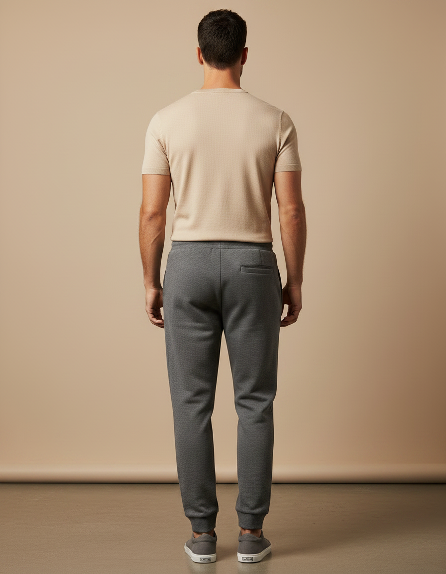 Pantalon Gris Jogging Cordon Décontracté Homme Molletonné - vue 2