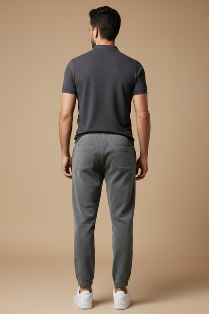 Pantalon Gris Molletonné Côtelé Décontracté Homme Sport - vue 2