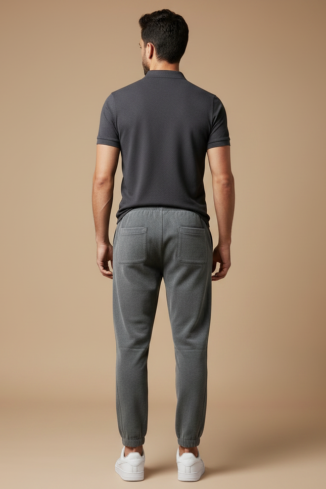 Pantalon Gris Molletonné Côtelé Décontracté Homme Sport - vue 2
