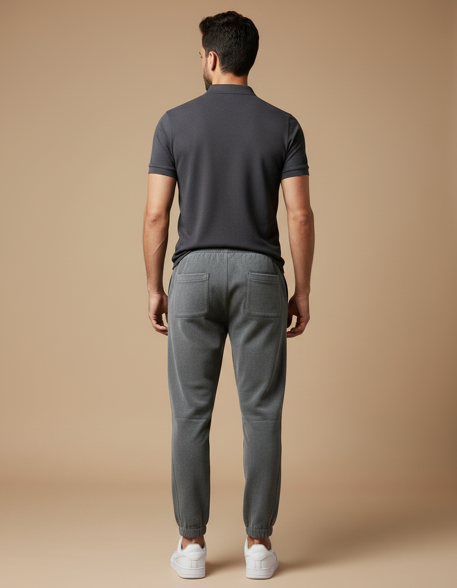 Pantalon Gris Molletonné Côtelé Décontracté Homme Sport - vue 2