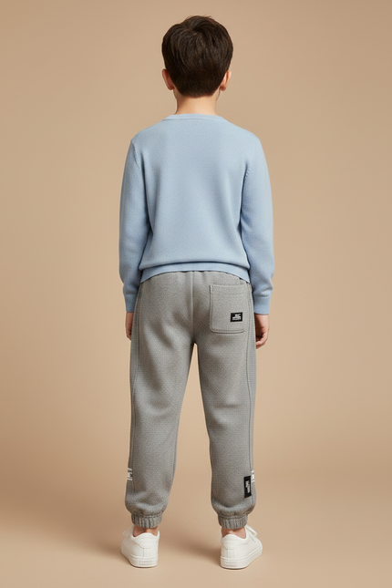 Pantalon Gris Sport Molletonné Enfant Cordon - vue 2