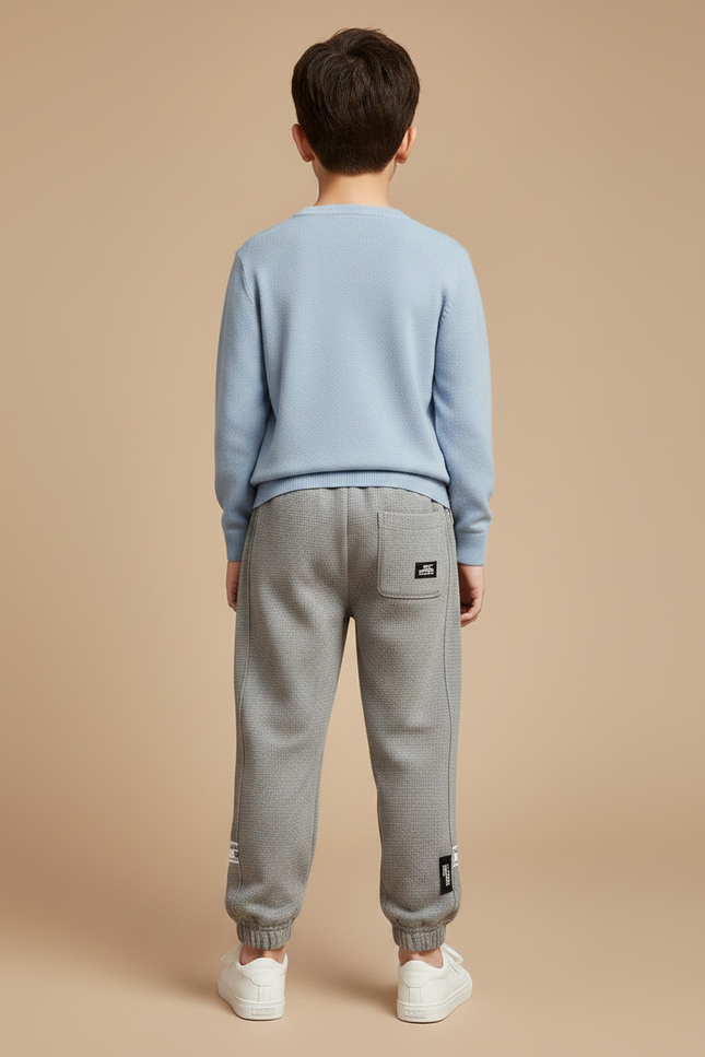 Pantalon Gris Sport Molletonné Enfant Cordon - vue 2