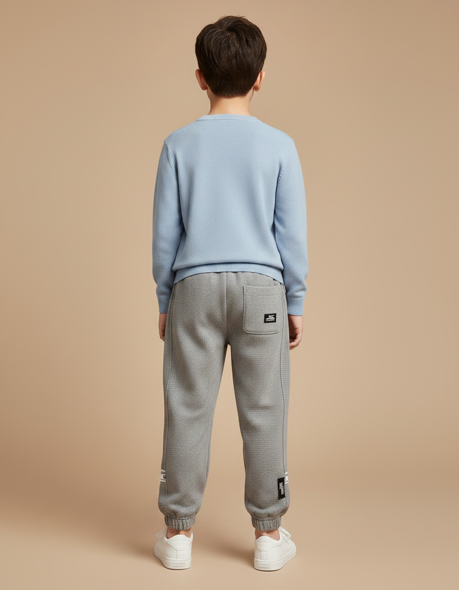 Pantalon Gris Sport Molletonné Enfant Cordon - vue 2