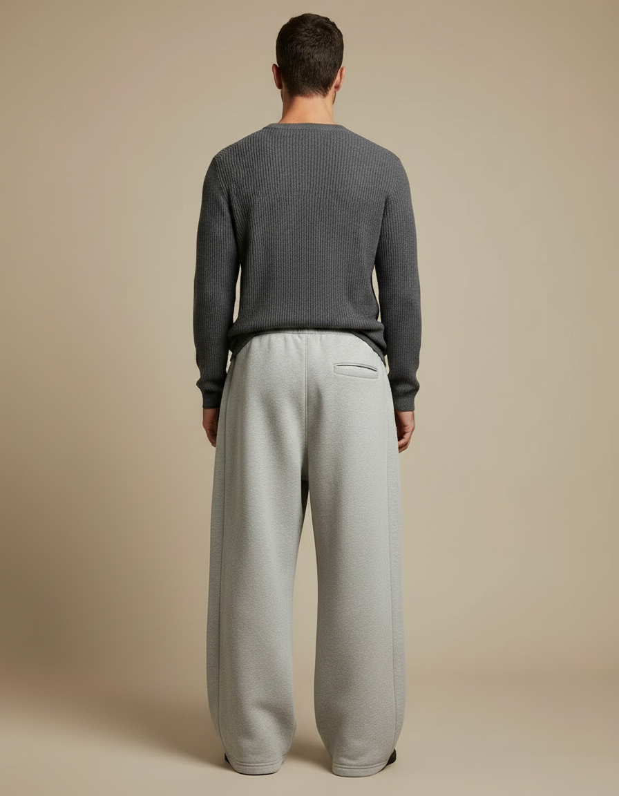 Pantalon Gris Ample Décontracté Cordon Homme - Molleton - vue 2