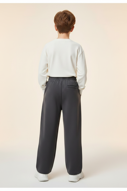 Pantalon Gris Garçon Ample Décontracté Sport Coton - Molleton - vue 2