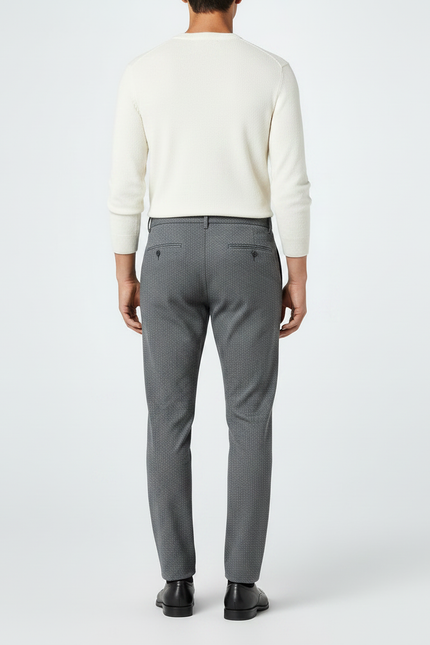 Pantalon Gris Motif Discret Coupe Droite Homme - Laine - vue 2