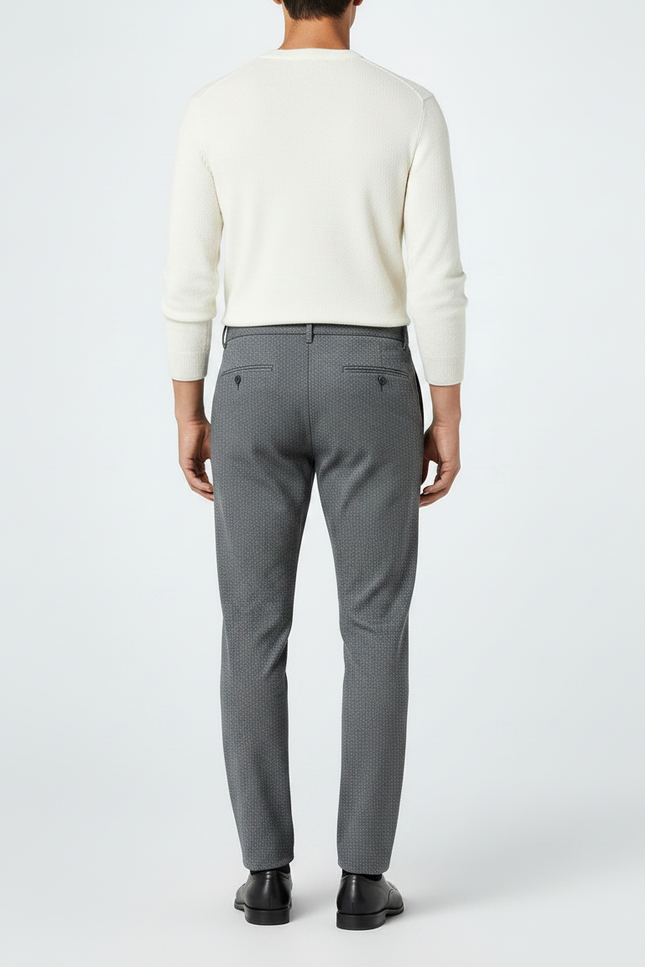 Pantalon Gris Motif Discret Coupe Droite Homme - Laine - vue 2