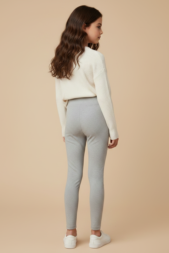 Pantalon Gris Fille Legging Extensible Confortable Uni - Maille - vue 2