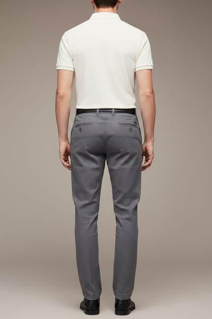 Pantalon Gris Slim Lyocell Élastique Décontracté Homme - Gabardine - vue 2