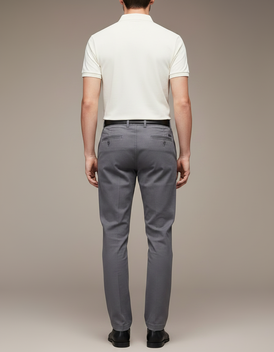 Pantalon Gris Slim Lyocell Élastique Décontracté Homme - Gabardine - vue 2