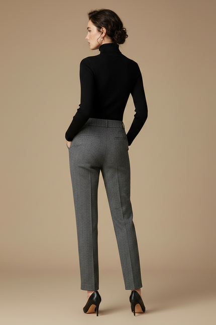 Pantalon Gris Carreaux Femme - Tweed - vue 2