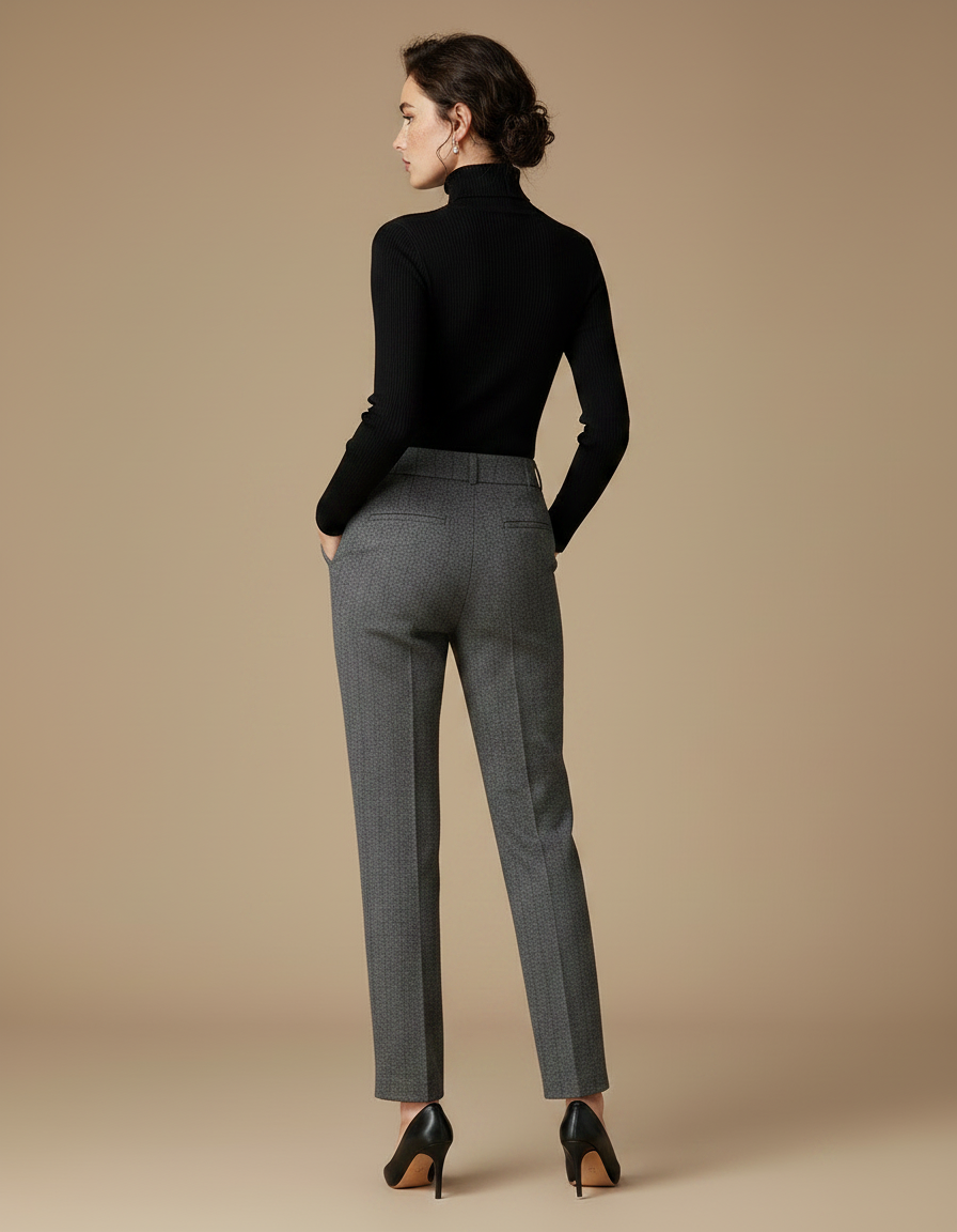 Pantalon Gris Carreaux Femme - Tweed - vue 2