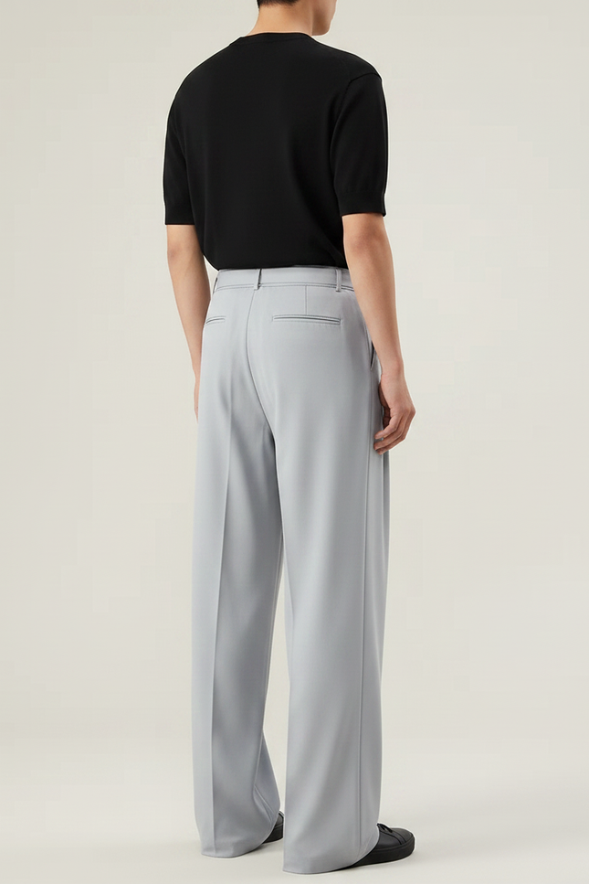 Pantalon Gris Ample Fluide Décontracté Ceinturé Homme - Polyester - vue 2