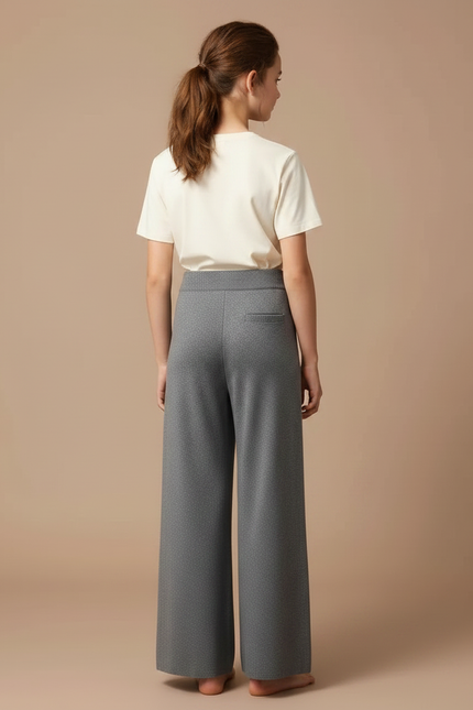 Pantalon Gris Tricoté Ample Décontracté Cordon Fille - Maille - vue 2