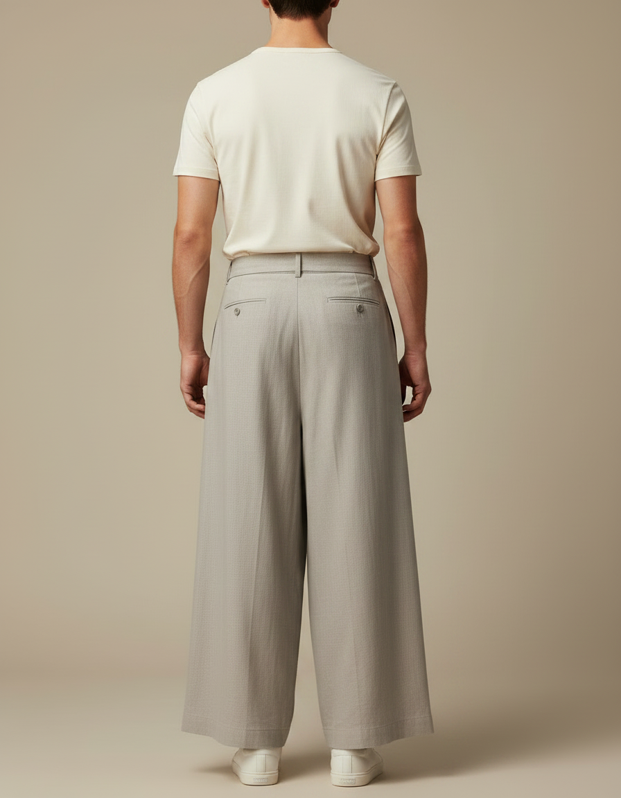 Pantalon Lin Gris Clair - vue 2