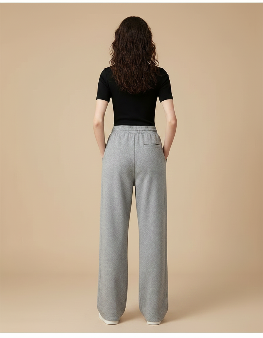 Pantalon Gris Ample Décontracté Confortable Cordon Femme - Molleton - vue 2