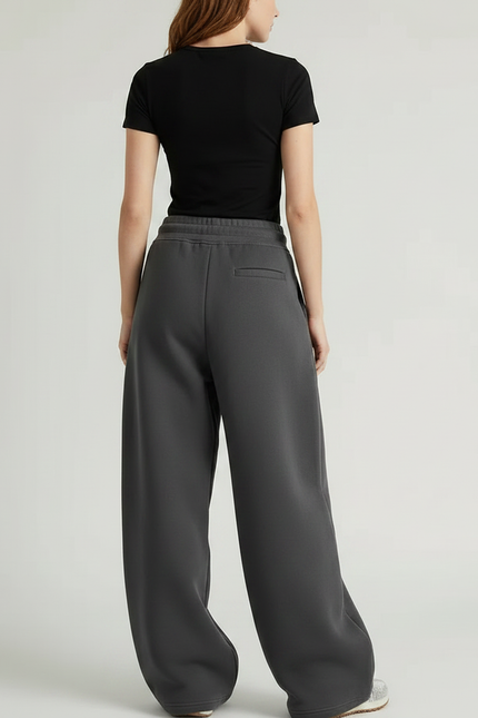 Pantalon Gris Large Coton Décontracté Femme - Molleton - vue 2