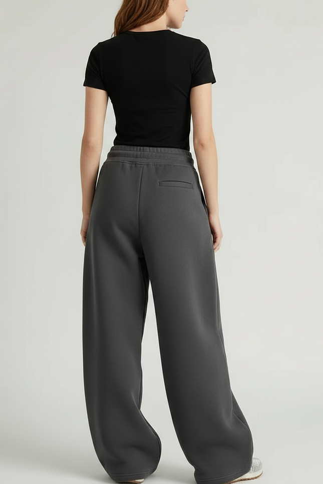 Pantalon Gris Large Coton Décontracté Femme - Molleton - vue 2