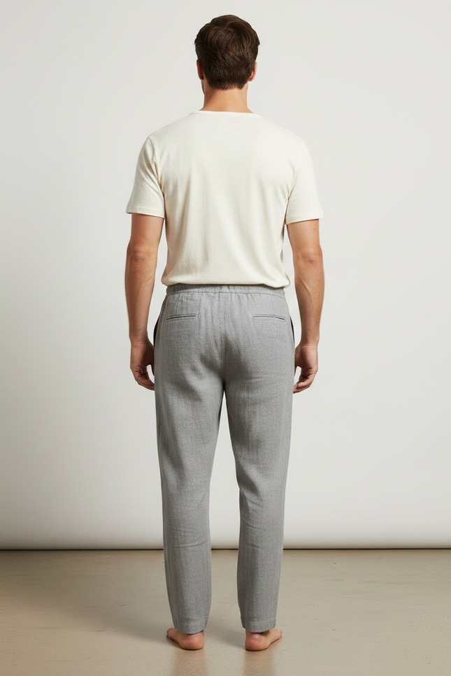 Pantalon Flanelle Homme Gris Clair - Laine - vue 2