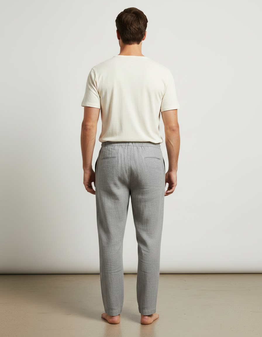 Pantalon Flanelle Homme Gris Clair - Laine - vue 2