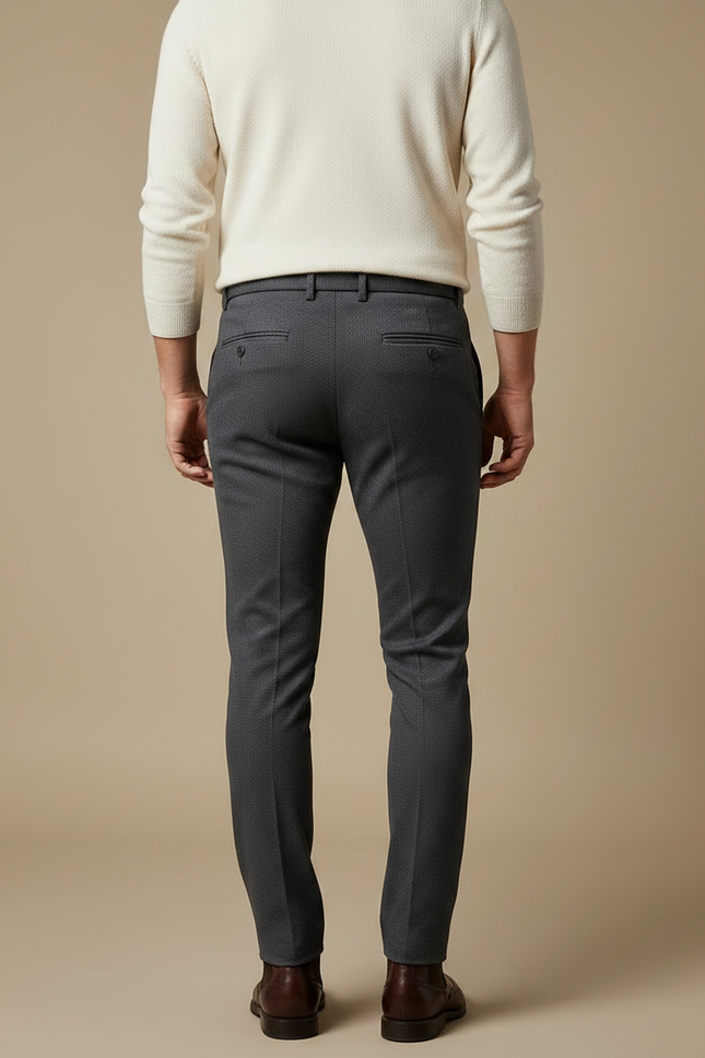 Pantalon Gris Slim Habillé Carreaux Homme - Laine - vue 2
