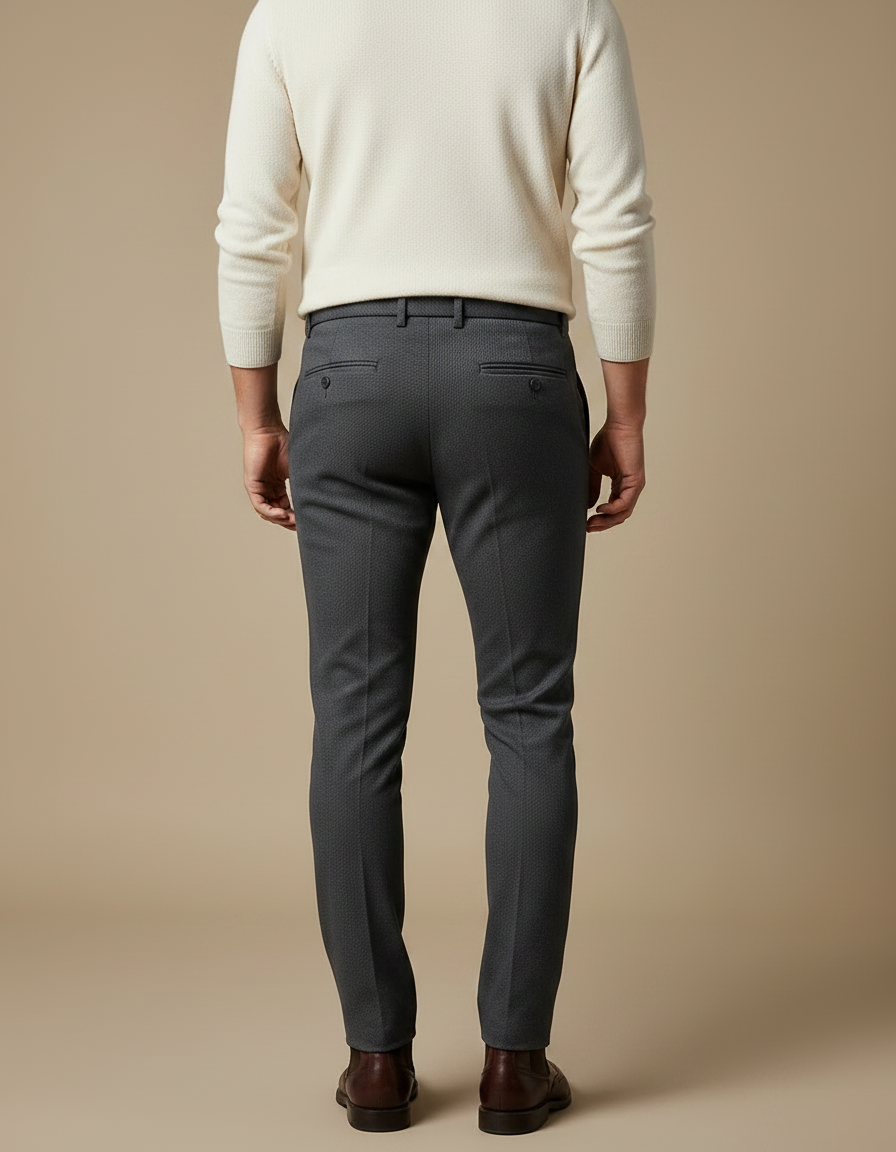 Pantalon Gris Slim Habillé Carreaux Homme - Laine - vue 2