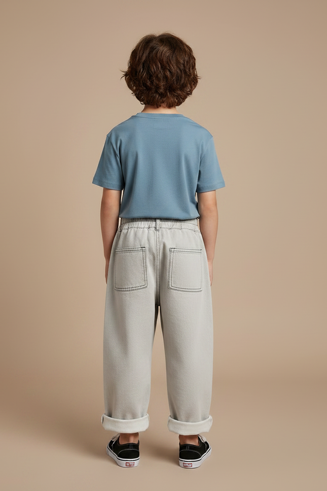 Pantalon Gris Ample Denim Enfant Décontracté Coton - Jean - vue 2