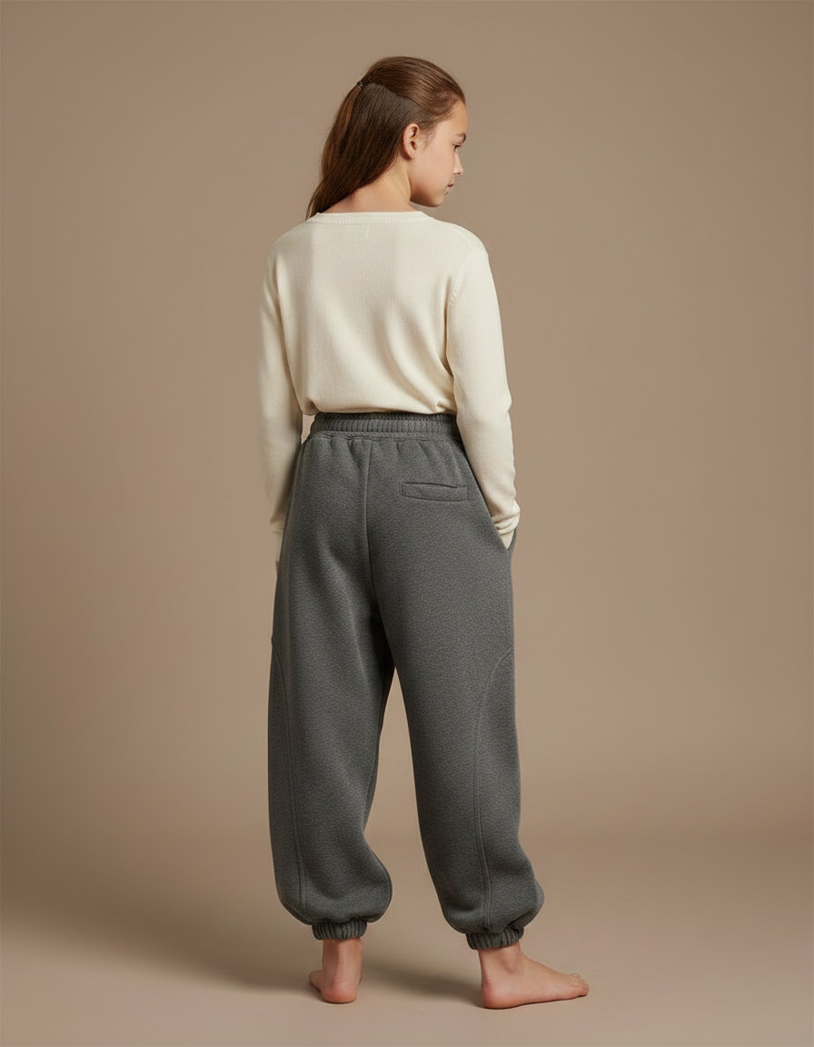 Pantalon Gris Molletonné Imprimé Lettres Ample Enfant - vue 2