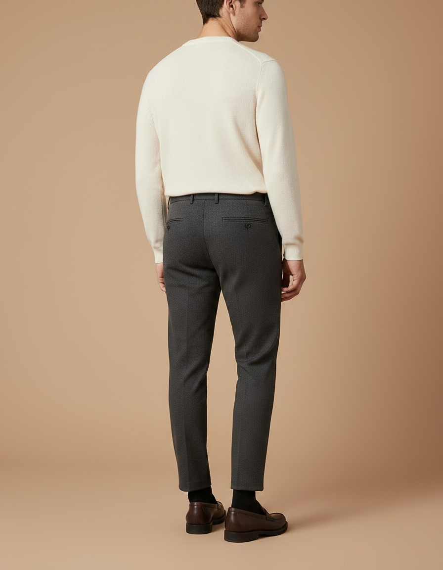 Pantalon Gris Habillé Élégant Décontracté Homme - Laine - vue 2