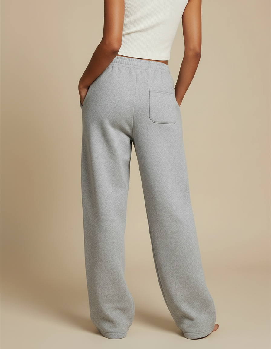 Pantalon Gris Ample Décontracté Confortable Molletonné Femme - vue 2