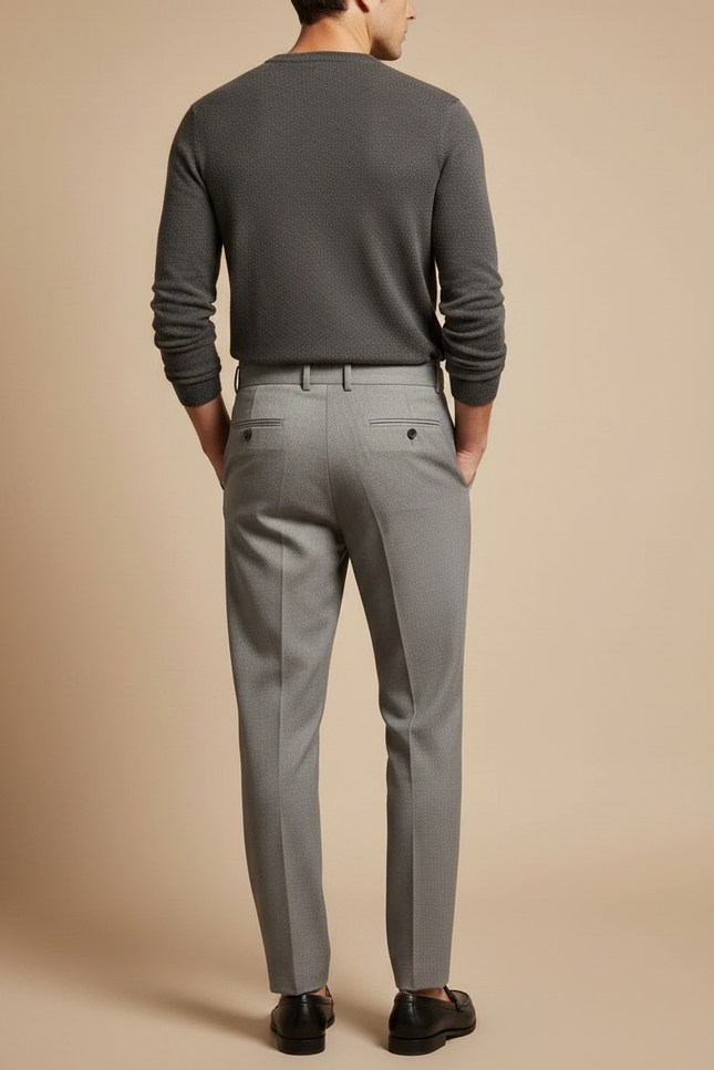 Pantalon Gris Plissé Taille Haute Habillé Élégant - Gabardine - vue 2