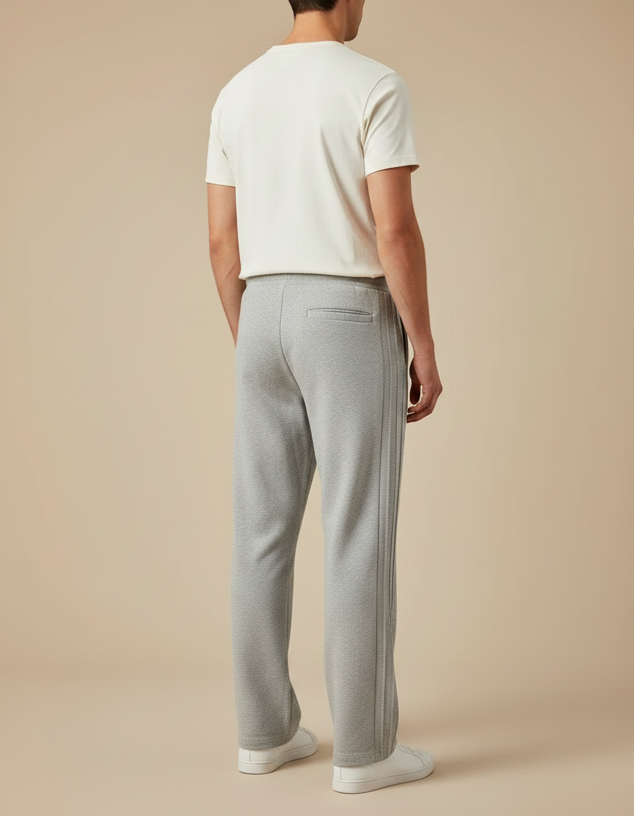 Pantalon Gris Droit Coton Molletonné Sport Homme - vue 2