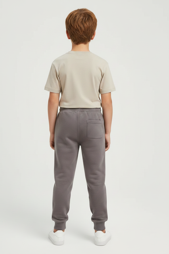 Pantalon Gris Molletonné Enfant Décontracté Uni Confortable - vue 2