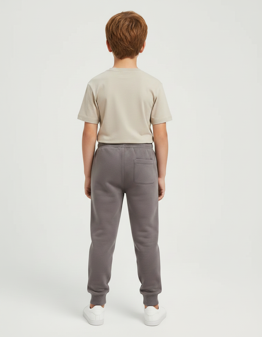 Pantalon Gris Molletonné Enfant Décontracté Uni Confortable - vue 2