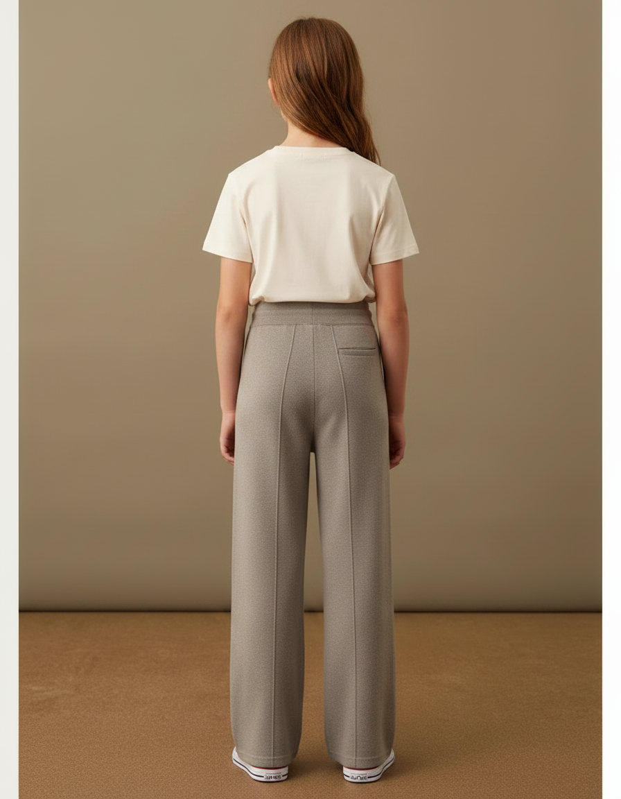 Pantalon Gris Tricoté Ample Cordon Fille Mode - Maille - vue 2
