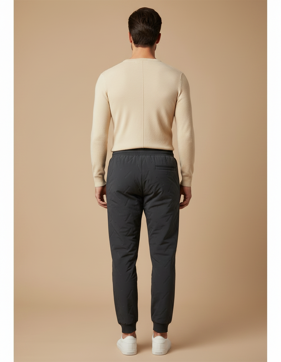 Pantalon Gris Matelassé Jogging Chaud Homme - Polyester - vue 2